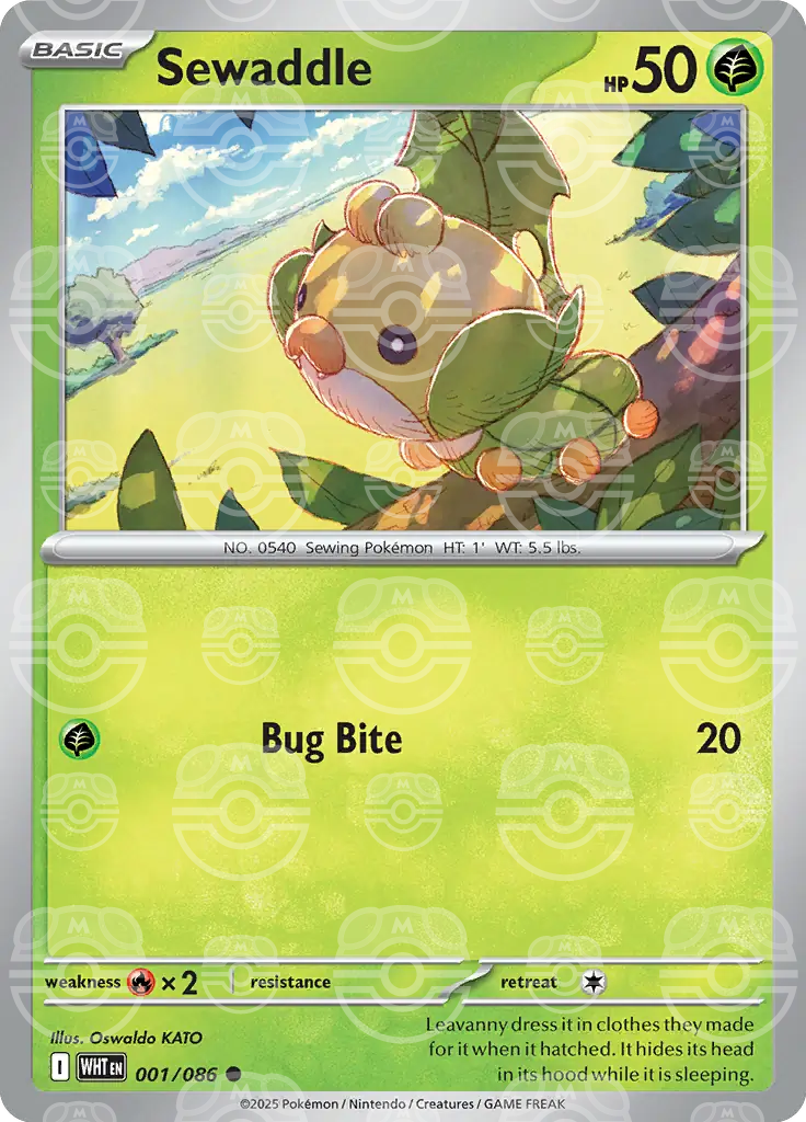 WHT - White Flare - 001/086 - Sewaddle (Master Ball Holo)