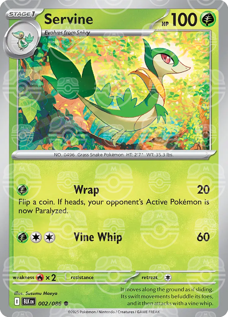 BLK - Black Bolt - 002/086 - Servine (Master Ball Holo)