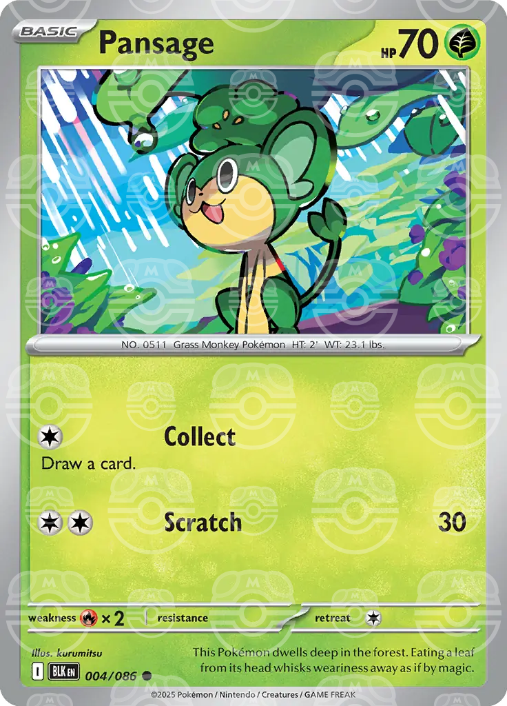 BLK - Black Bolt - 004/086 - Pansage (Master Ball Holo)