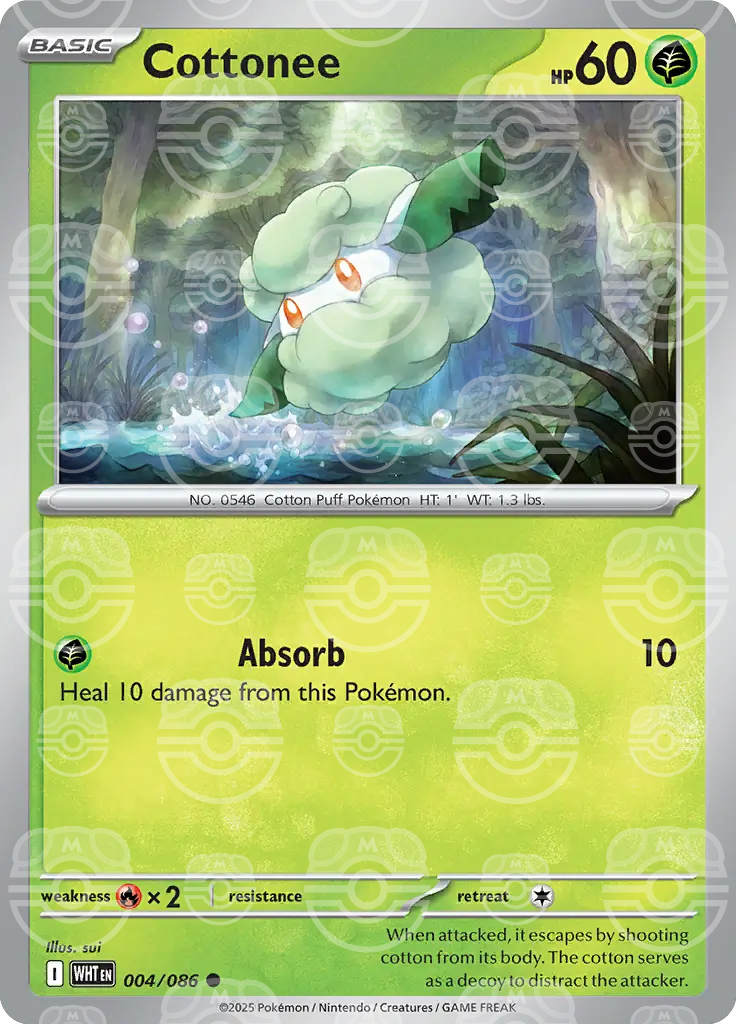 WHT - White Flare - 004/086 - Cottonee (Master Ball Holo)