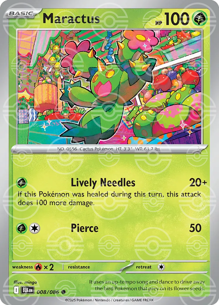 BLK - Black Bolt - 008/086 - Maractus (Poké Ball Holo)