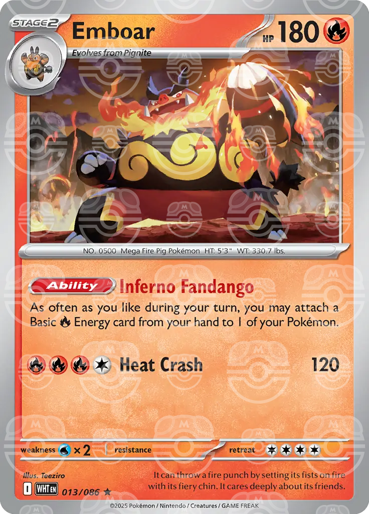WHT - White Flare - 013/086 - Emboar (Master Ball Holo)