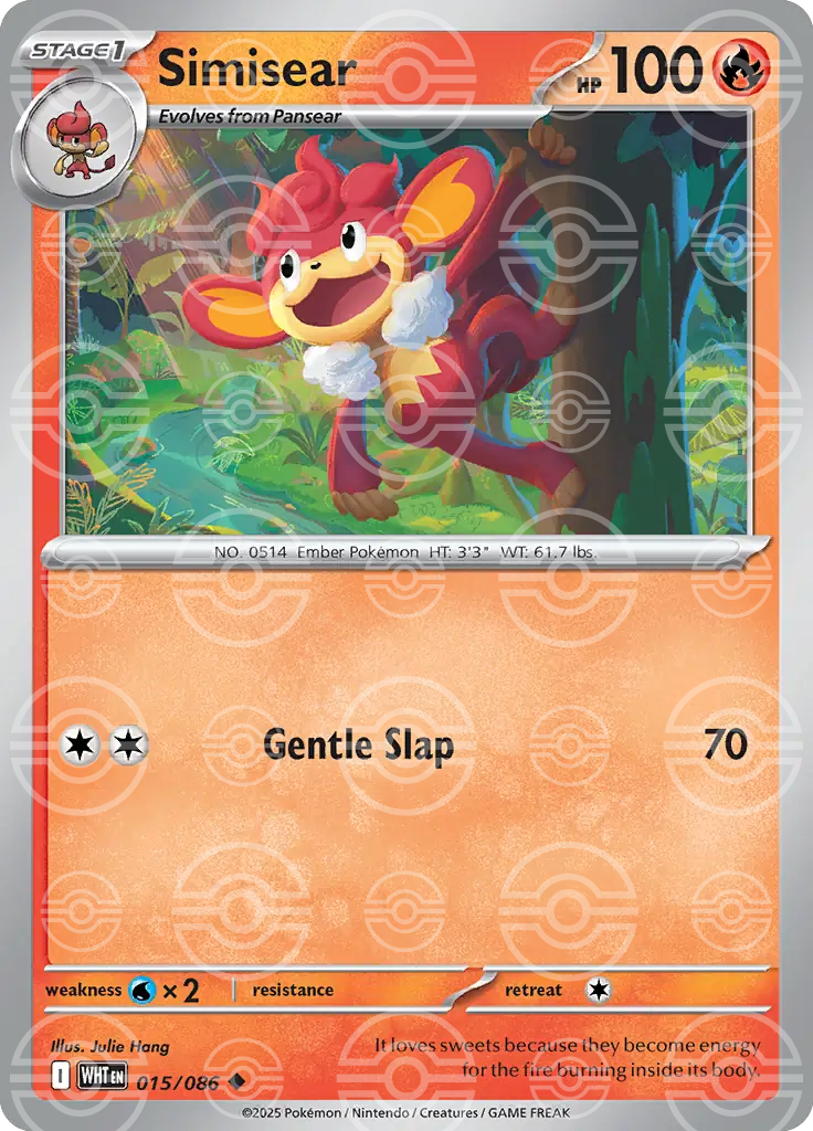 WHT - White Flare - 015/086 - Simisear (Poké Ball Holo)