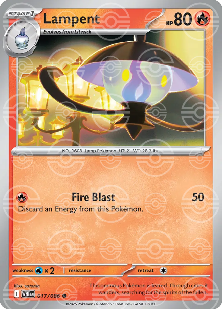 WHT - White Flare - 017/086 - Lampent (Poké Ball Holo)