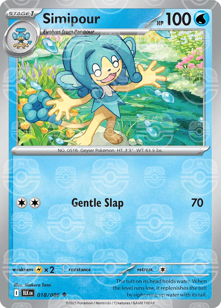 BLK - Black Bolt - 018/086 - Simipour (Master Ball Holo)