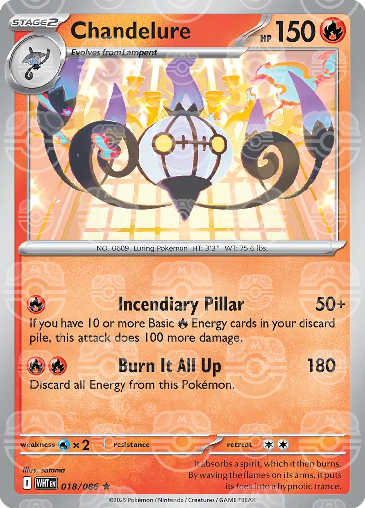 WHT - White Flare - 018/086 - Chandelure (Master Ball Holo)