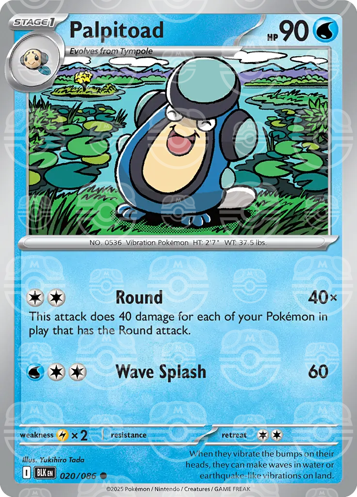 BLK - Black Bolt - 020/086 - Palpitoad (Master Ball Holo)