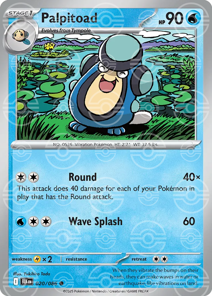 BLK - Black Bolt - 020/086 - Palpitoad (Poké Ball Holo)