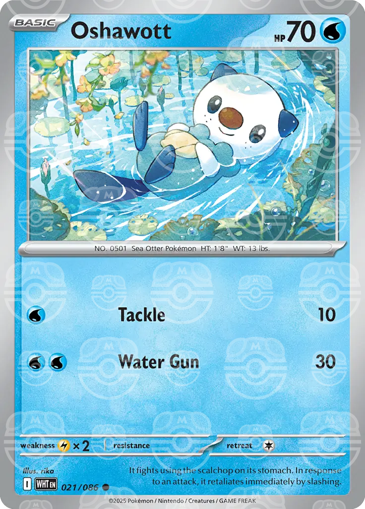 WHT - White Flare - 021/086 - Oshawott (Master Ball Holo)