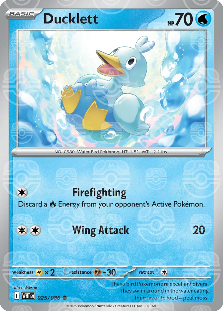 WHT - White Flare - 025/086 - Ducklett (Master Ball Holo)