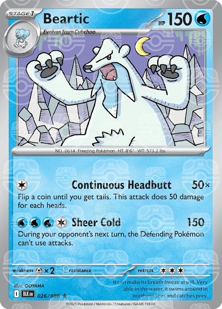 BLK - Black Bolt - 026/086 - Beartic (Master Ball Holo)