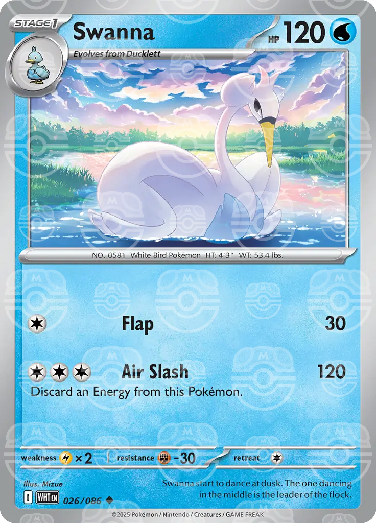 WHT - White Flare - 026/086 - Swanna (Master Ball Holo)