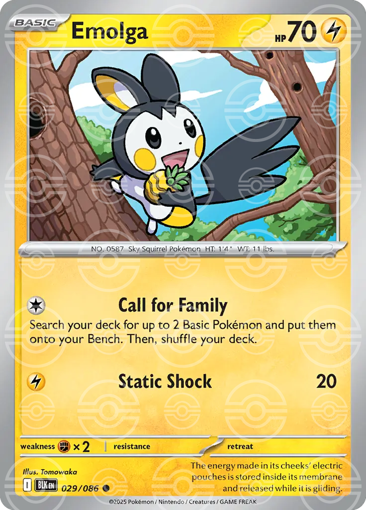 BLK - Black Bolt - 029/086 - Emolga (Poké Ball Holo)