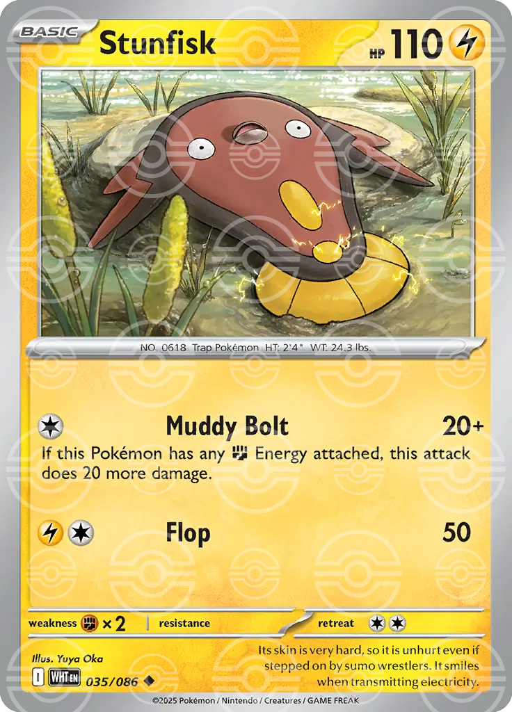 WHT - White Flare - 035/086 - Stunfisk (Poké Ball Holo)
