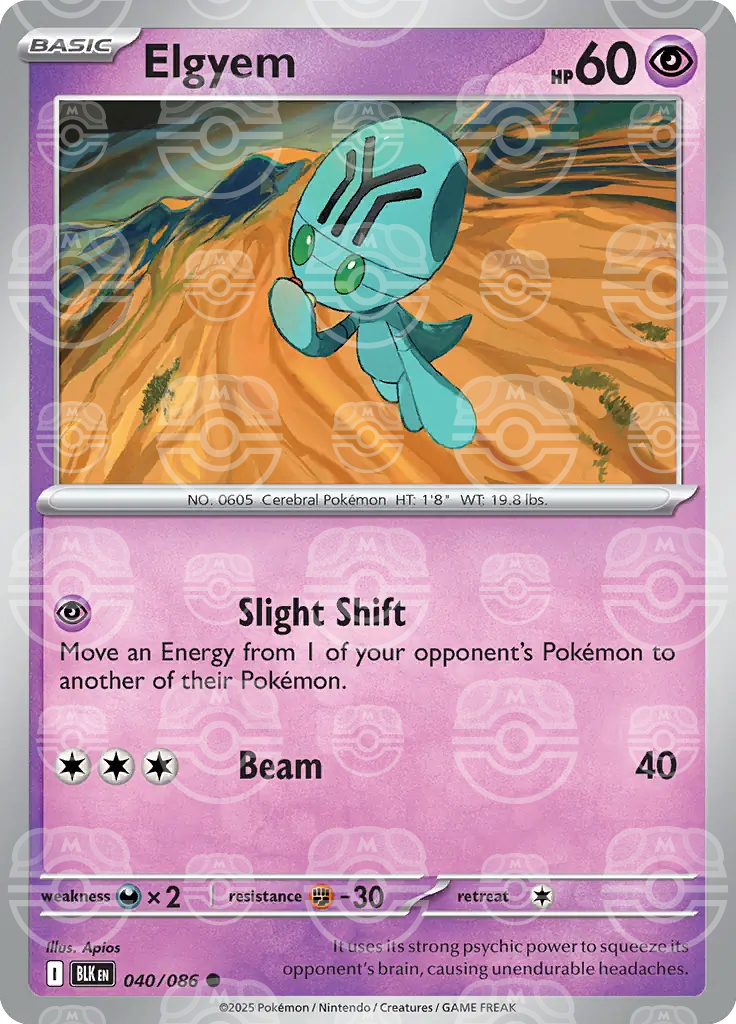 BLK - Black Bolt - 040/086 - Elgyem (Master Ball Holo)