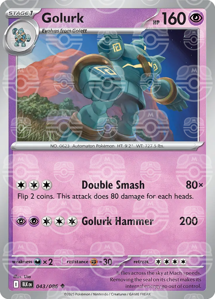 BLK - Black Bolt - 043/086 - Golurk (Master Ball Holo)