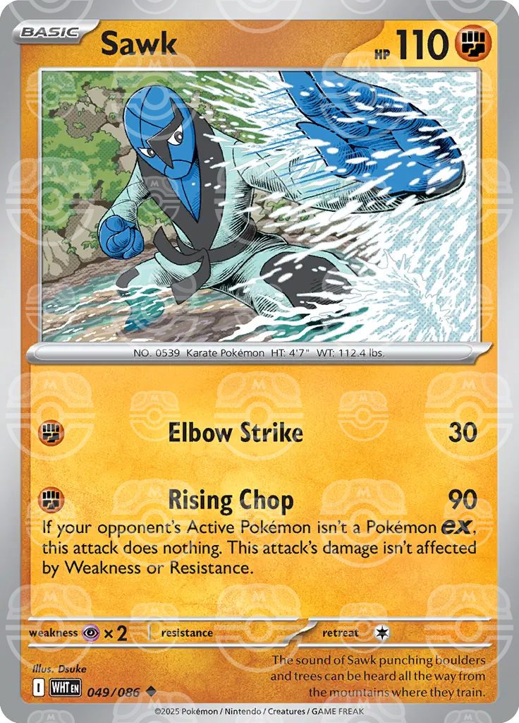 WHT - White Flare - 049/086 - Sawk (Master Ball Holo)