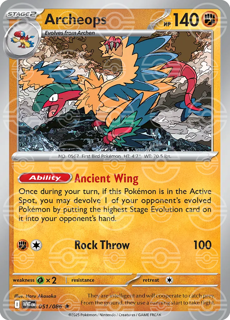 WHT - White Flare - 051/086 - Archeops (Poké Ball Holo)
