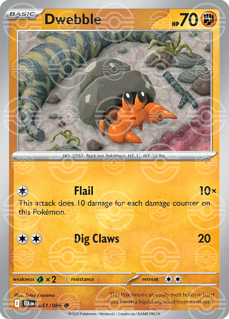 BLK - Black Bolt - 051/086 - Dwebble (Poké Ball Holo)