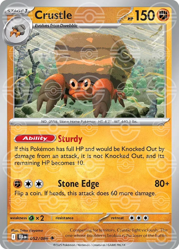 BLK - Black Bolt - 052/086 - Crustle (Poké Ball Holo)