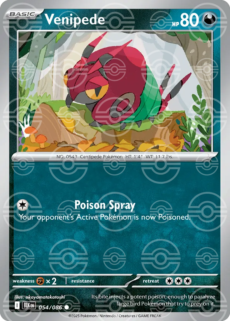 BLK - Black Bolt - 054/086 - Venipede (Poké Ball Holo)
