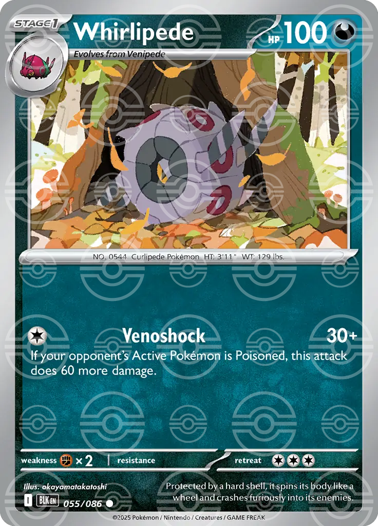 BLK - Black Bolt - 055/086 - Whirlipede (Poké Ball Holo)
