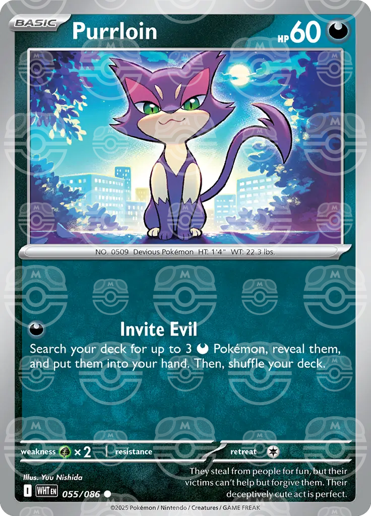 WHT - White Flare - 055/086 - Purrloin (Master Ball Holo)