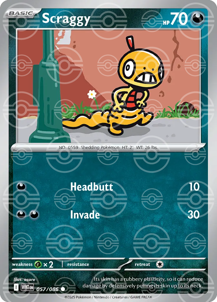 WHT - White Flare - 057/086 - Scraggy (Poké Ball Holo)