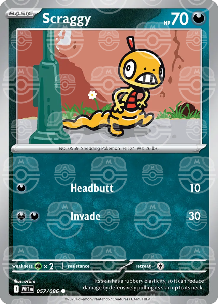 WHT - White Flare - 057/086 - Scraggy (Master Ball Holo)