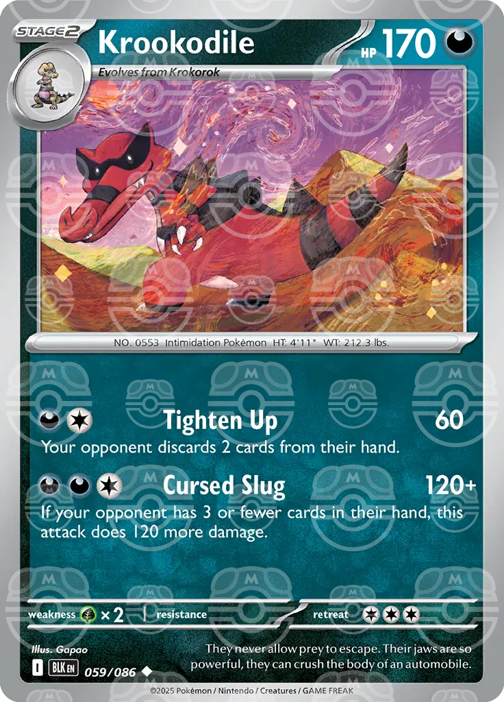 BLK - Black Bolt - 059/086 - Krookodile (Master Ball Holo)