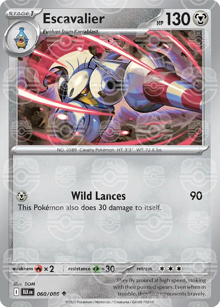 BLK - Black Bolt - 060/086 - Escavalier (Master Ball Holo)