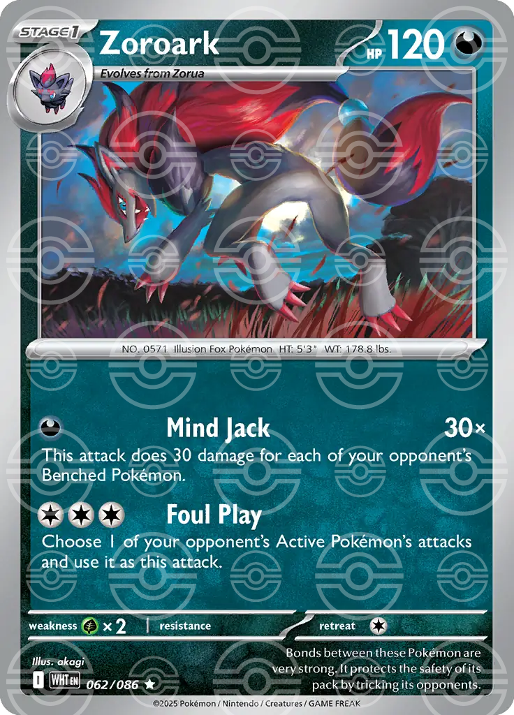 WHT - White Flare - 062/086 - Zoroark (Poké Ball Holo)