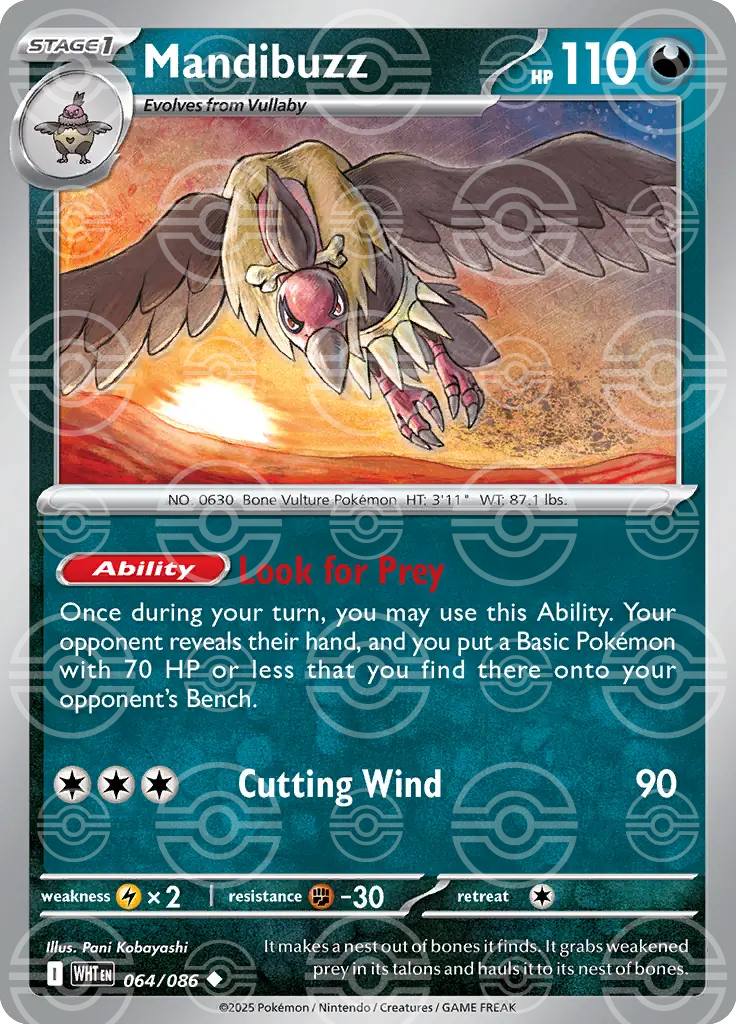 WHT - White Flare - 064/086 - Mandibuzz (Poké Ball Holo)