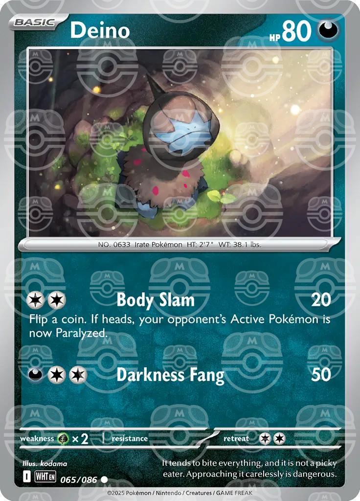 WHT - White Flare - 065/086 - Deino (Master Ball Holo)