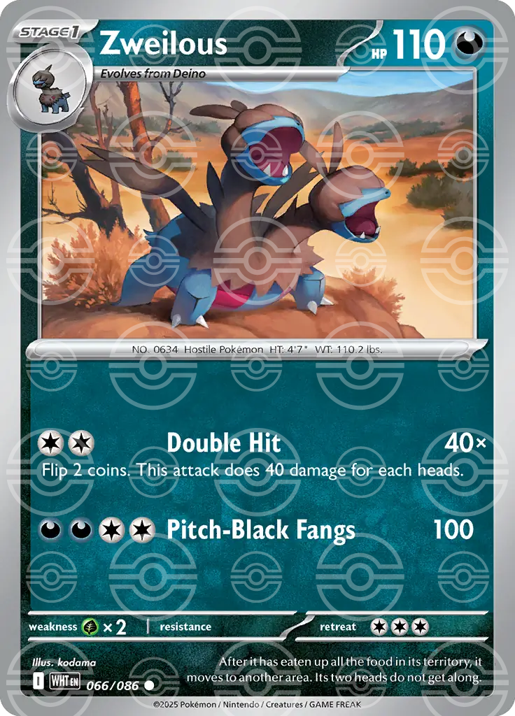 WHT - White Flare - 066/086 - Zweilous (Poké Ball Holo)