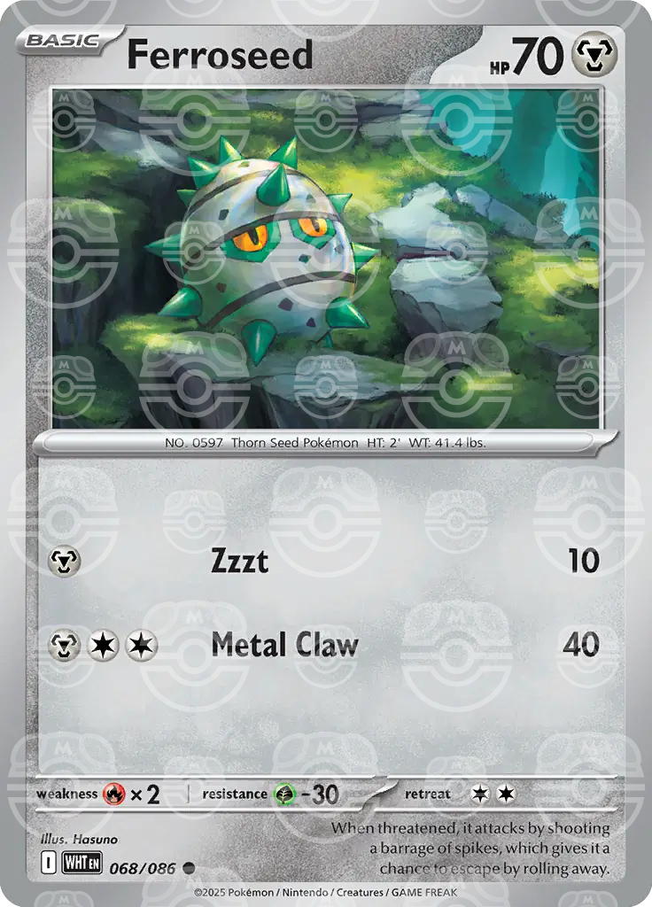 WHT - White Flare - 068/086 - Ferroseed (Master Ball Holo)