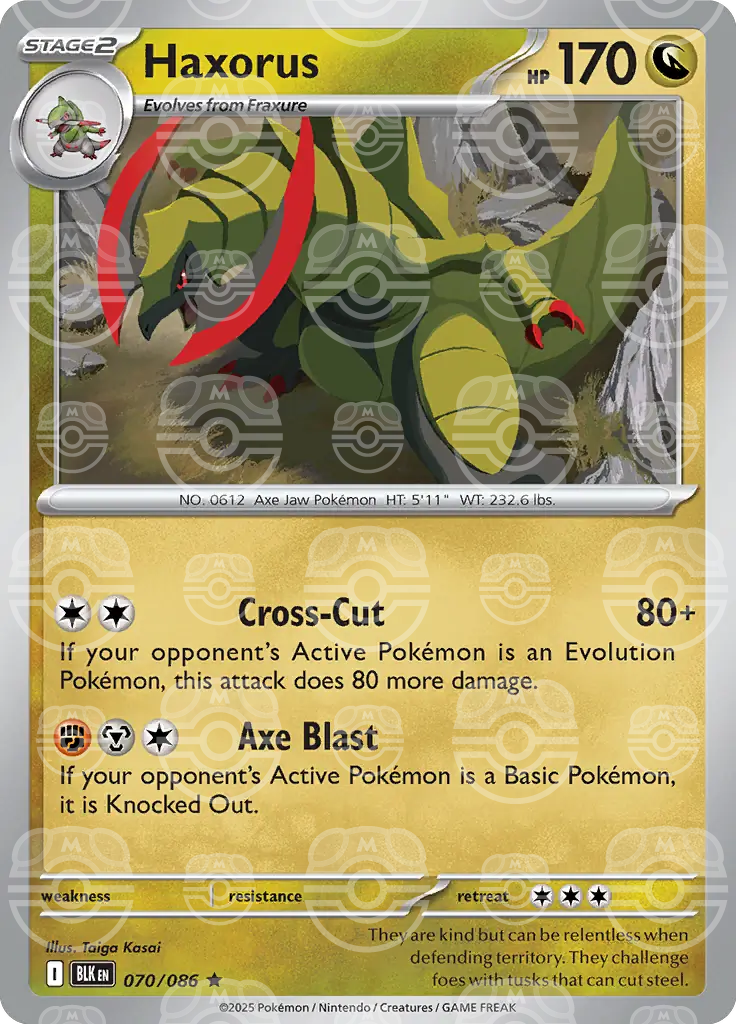 BLK - Black Bolt - 070/086 - Haxorus (Master Ball Holo)