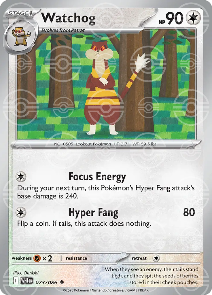 WHT - White Flare - 073/086 - Watchog (Poké Ball Holo)