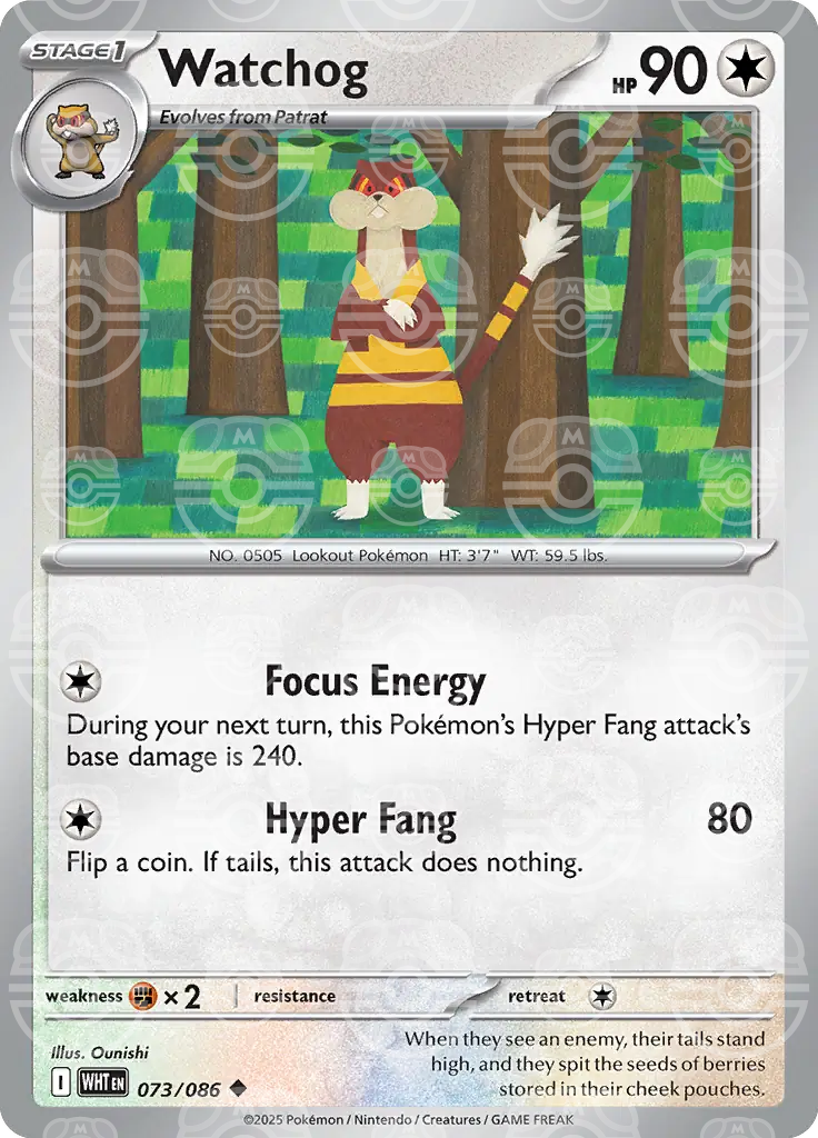 WHT - White Flare - 073/086 - Watchog (Master Ball Holo)