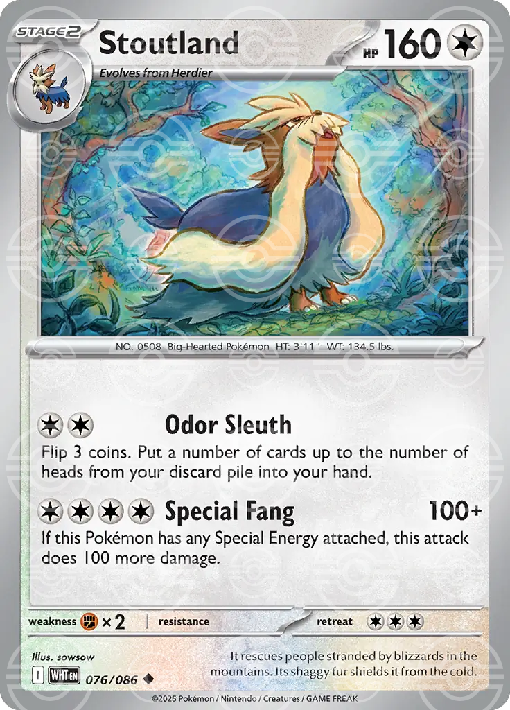 WHT - White Flare - 076/086 - Stoutland (Poké Ball Holo)