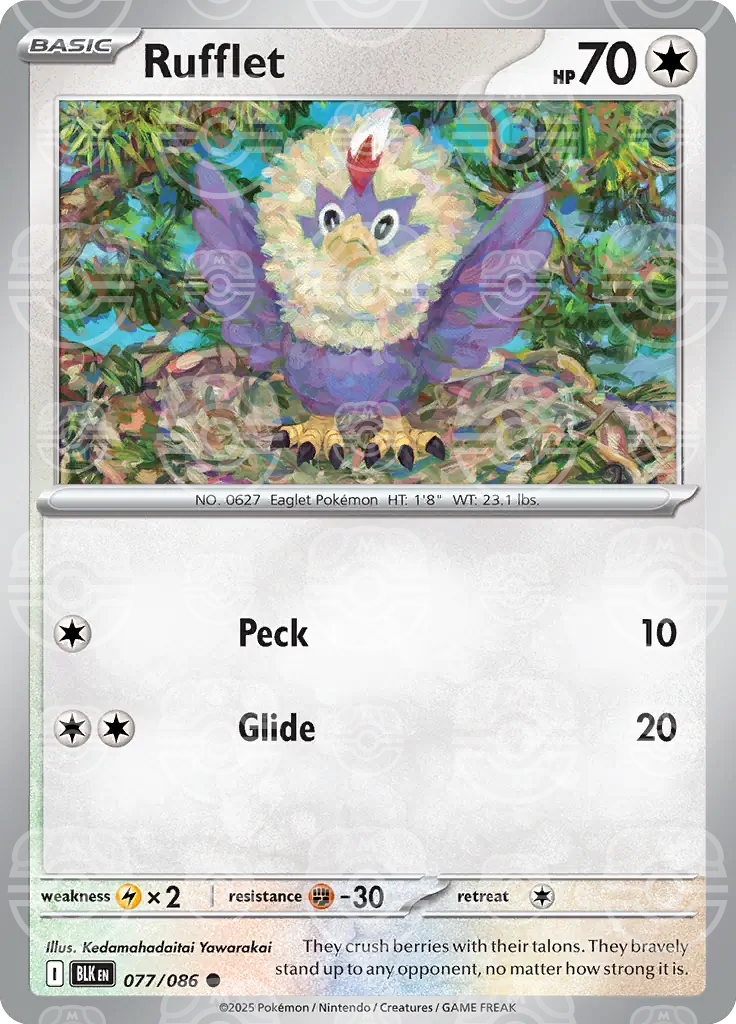 BLK - Black Bolt - 077/086 - Rufflet (Master Ball Holo)