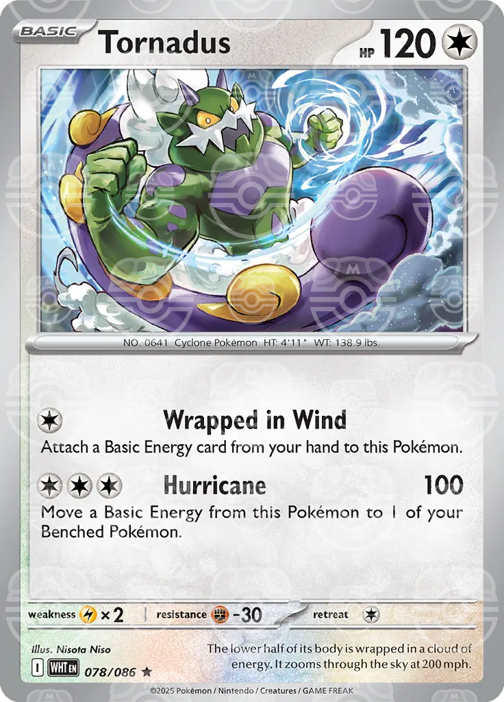 WHT - White Flare - 078/086 - Tornadus (Master Ball Holo)