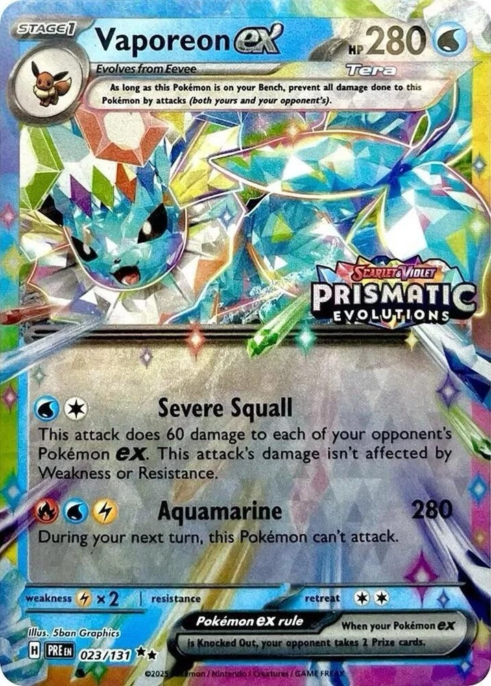 Prismatic Evolutions - 023/131 - Vaporeon ex (Stamped)