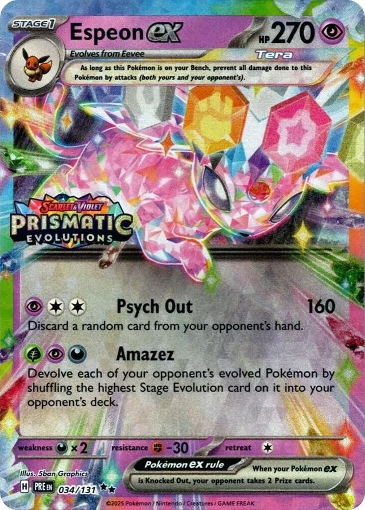 Prismatic Evolutions - 034/131 - Espeon ex (Stamped)