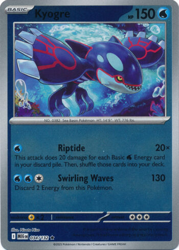 Karta Pokémon – Mega Evolution – 034/132 – Kyogre (Reverse Holo)