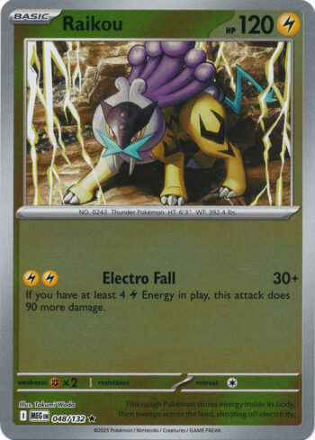 Karta Pokémon – Mega Evolution – 048/132 – Raikou (Reverse Holo)