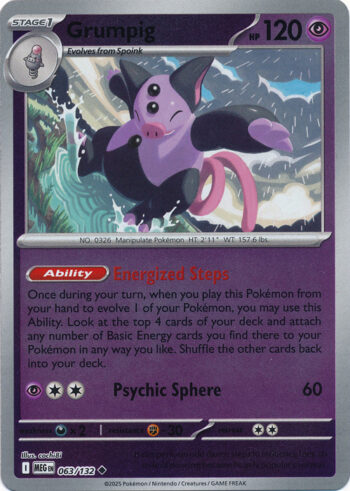 Karta Pokémon – Mega Evolution – 063/132 – Grumpig (Reverse Holo)