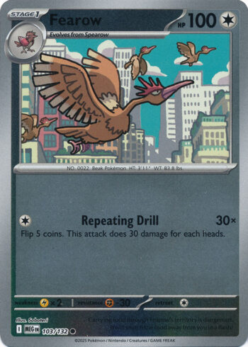 Karta Pokémon – Mega Evolution – 103/132 – Fearow (Reverse Holo)