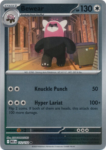 Karta Pokémon – Mega Evolution – 112/132 – Bewear (Reverse Holo)