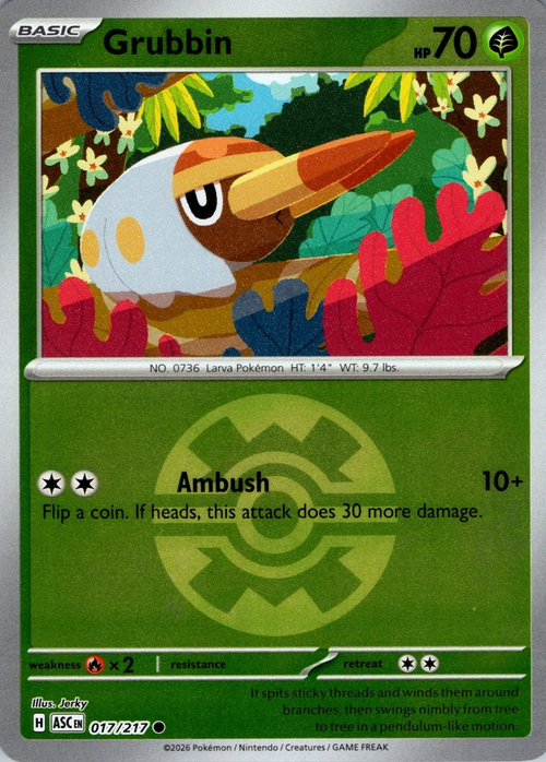 ASC Ascended Heroes - 017/217 - Grubbin (Quick Ball Reverse Holo)